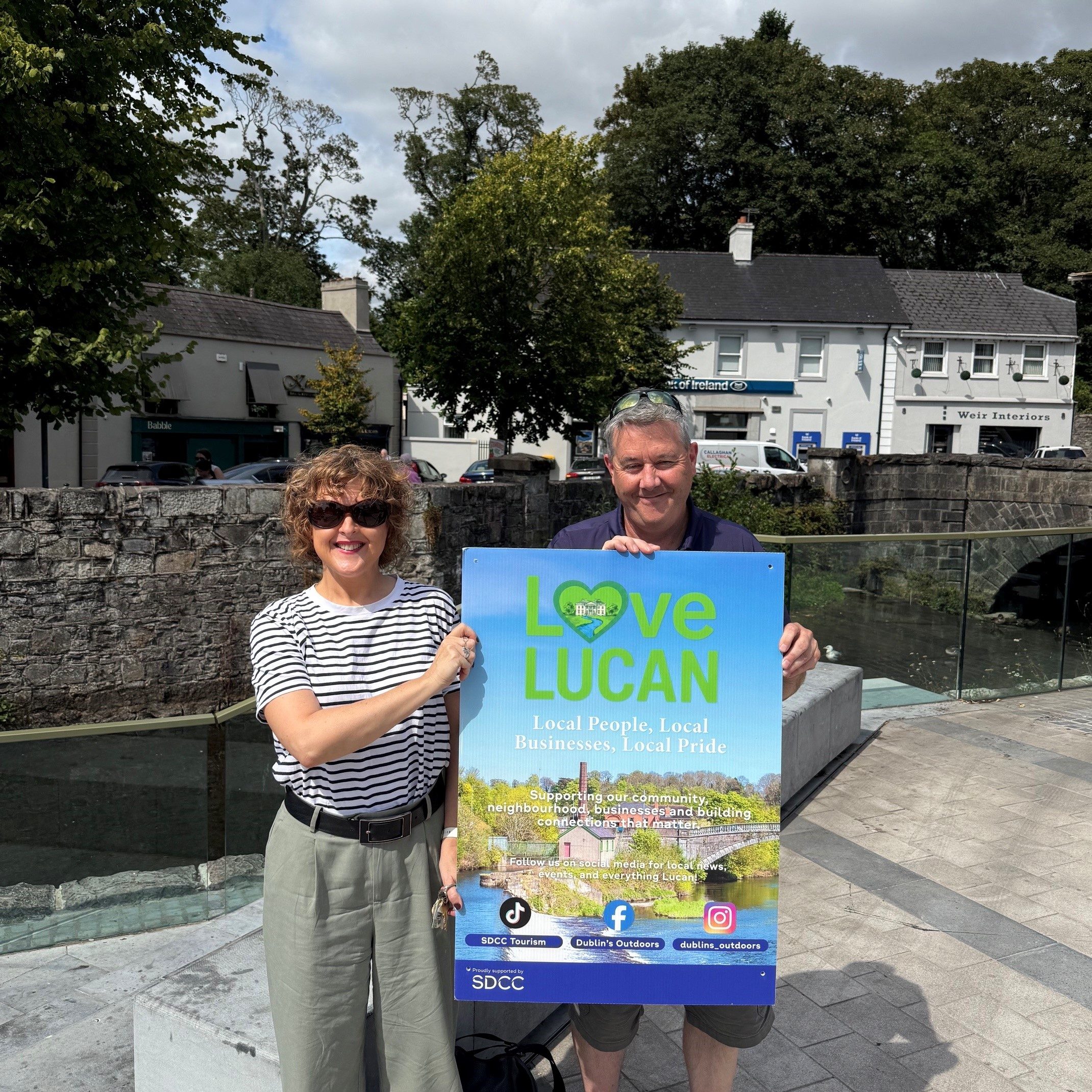 Councillor Helen Farrell - Independent - Lucan - SDCC & Deputy Paul Gogarty, TD in Lucan Village Green with #LoveLucan campaign.